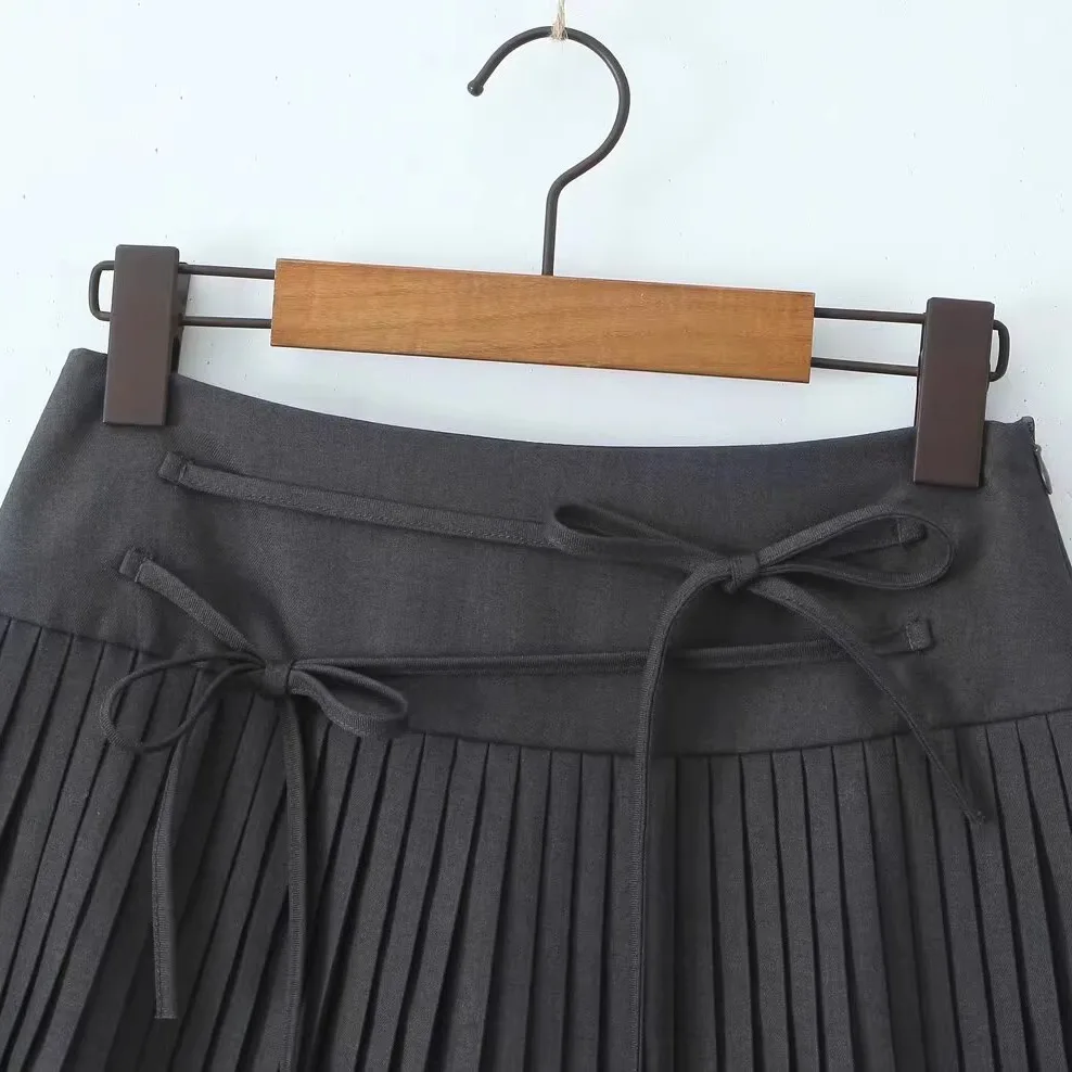 

Faionable Academic Sle Pleated Skirt JNLEAOG Women's High Waist Midi Skirt Belted French Sle Busin Polyester