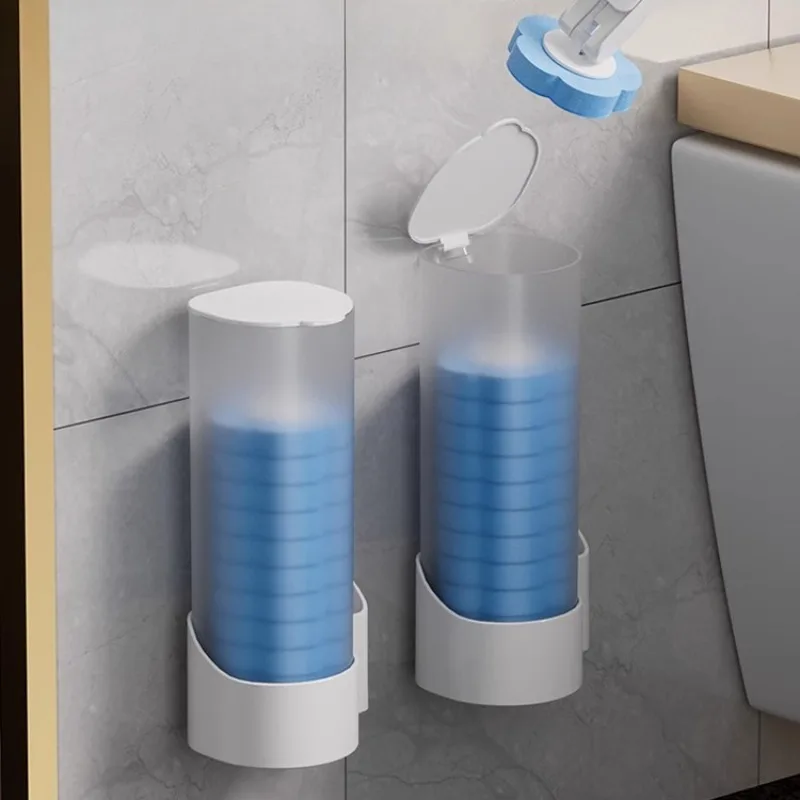 Japanese MUJIE Bathroom Brush: Hygienic Disposable Heads, Ergonomic Wall-Mounted Holder, Effortless Deep Corner Cleaner‌