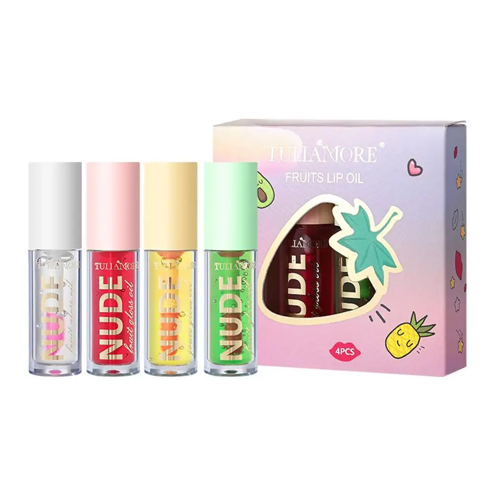 Fruit Lip Gloss Oil, Hidratante Glitter Tint, Maquiagem Lip Plumper, Bálsamo Sexy, Cuidados Cosméticos, Primer Não-Pegajoso, Água Brilhante, K2e7