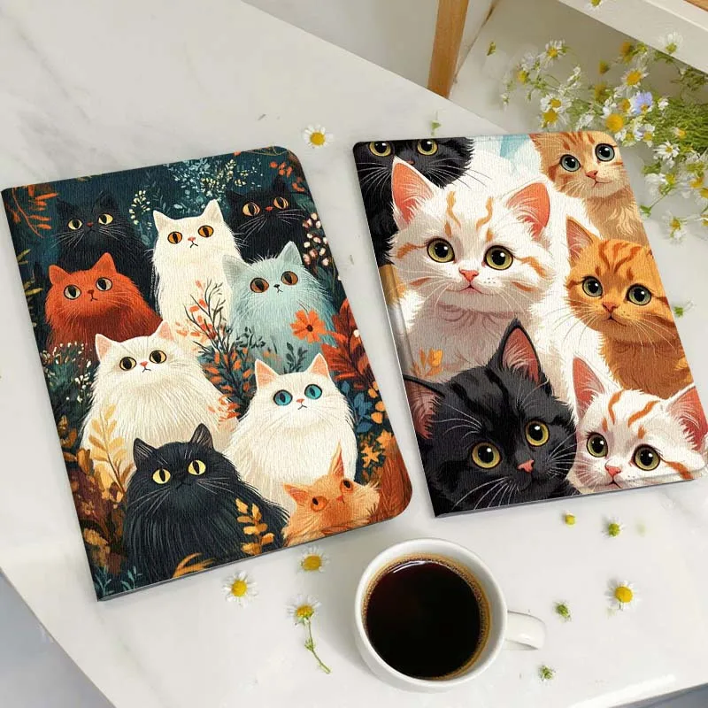 

Cartoon Cat Group Art For Samsung Galaxy Tab A A7 A8 A9 A11 S6 S11 Lite Plus 10.1 10.4 10.5 Inch 2022 2025 Tablet Case