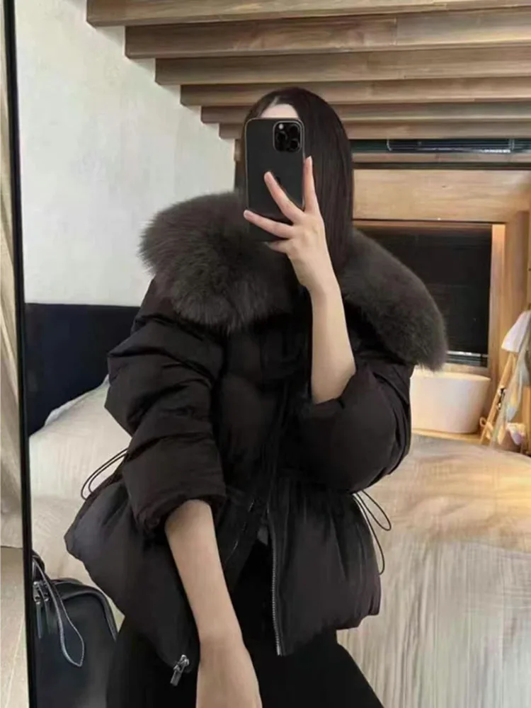 Weiße Ente Unten Jacke Frauen Winter Unten Mantel Herbst Dicke Kurze Mode Junge Neue Europäische Mode Pelzmantel Echt Fox Pelz Kragen