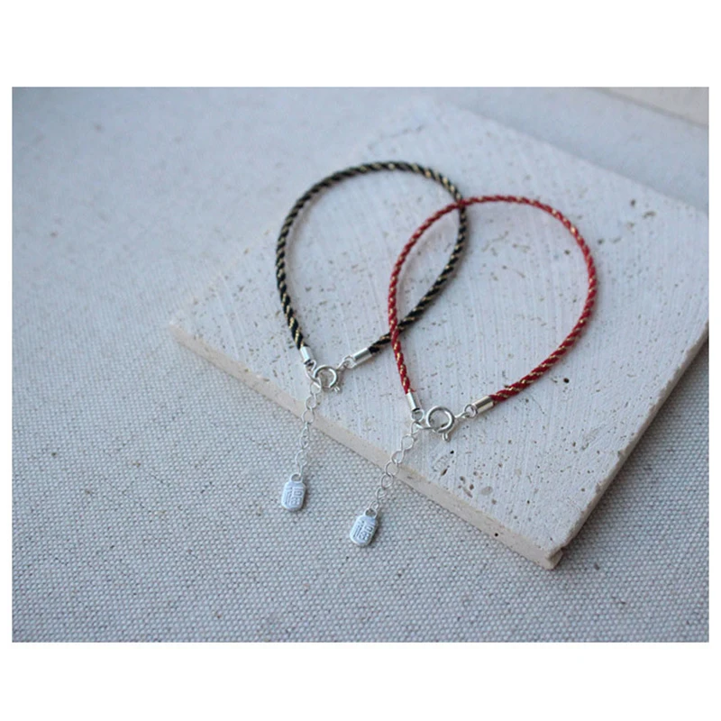 La Monada 925 Sterling Silver Rope Bracelets Silver Bead Fashion Gold Color Red Thread Line String Bracelets For Women Girls