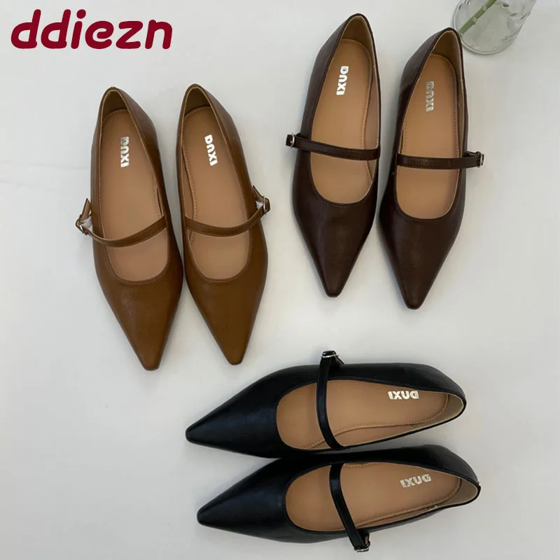 

Обувь с острым носком, женские туфли Мэри Джейн на плоской подошве, мягкие женские модные туфли на плоской подошве с пряжкой и ремешком, женские туфли на плоской подошве