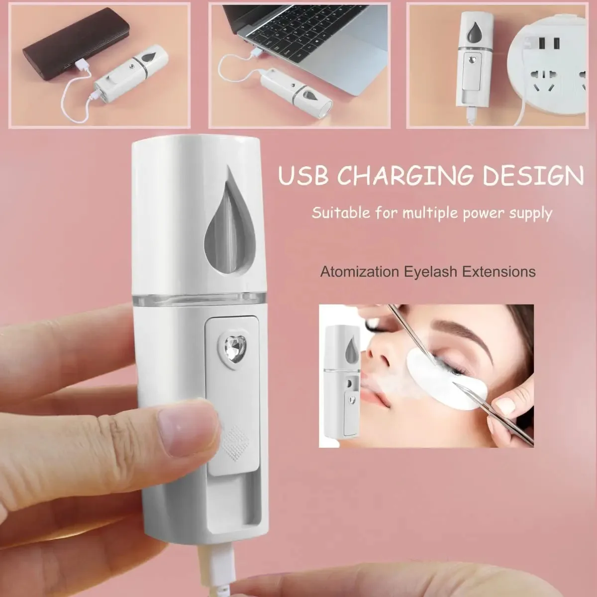 Nano Facial Steamer Mist Spray Eyelash Extensions Cleaning Pores Water Moisturizing Hydrating Face Cute Mini Handheld Sprayer