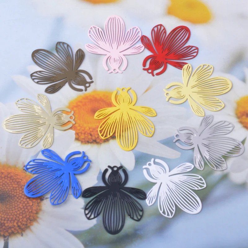 20 Stück AB9574 Schmuck aus 14k Gold, ausgehöhlte Bienen-Anhänger, bemalte Honigbiene, Tieranhänger, DIY-Zubehör für Damenohrringe und Halsketten – Detail 3