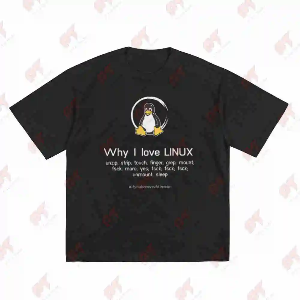 Linux Tux Penguin Command Line Ubuntu Debian Short Sleeve Tee 100% Cotton T-Shirt