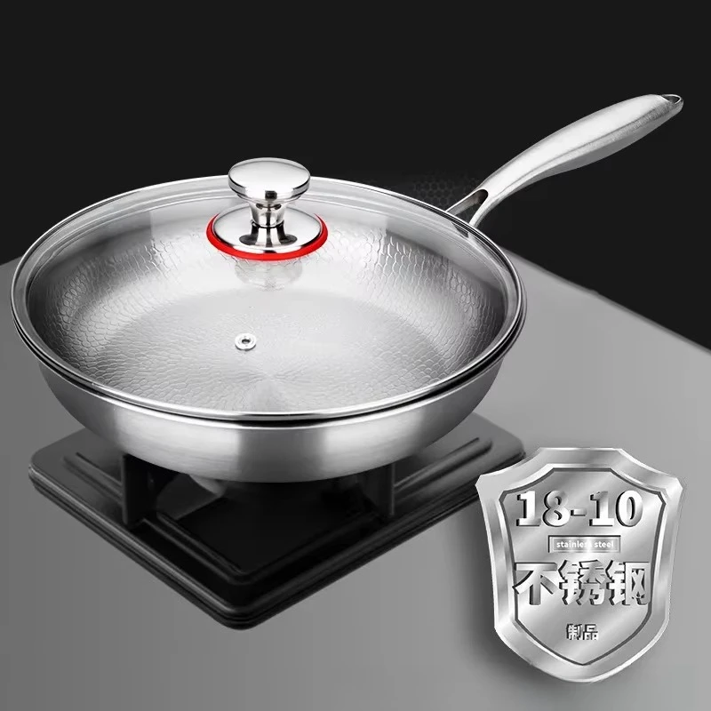 مقلاة من التيتانيوم غير مطلية بالبيض المقلي المنزلي مقلاة شريحة لحم مقلاة لحام سميكة موقد غاز طباخ التعريفي العالمي