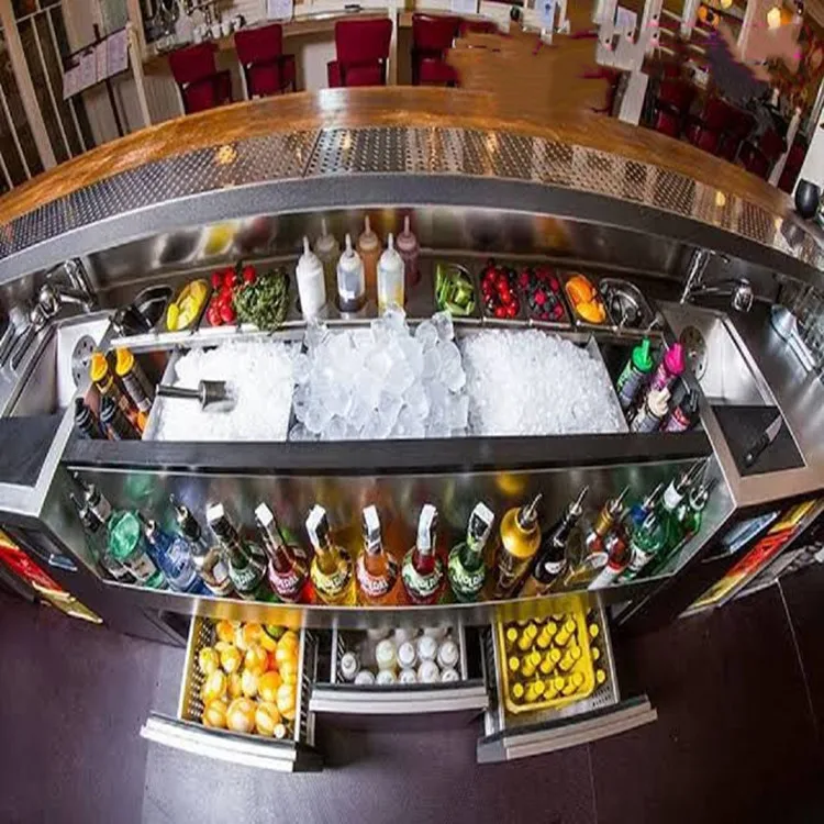New Commercial Refrigerated Frozen Stainless Steel Wine Trough Cabinet Whisky Console Bourbon Desk Clear Bar Cocktail Water Bar