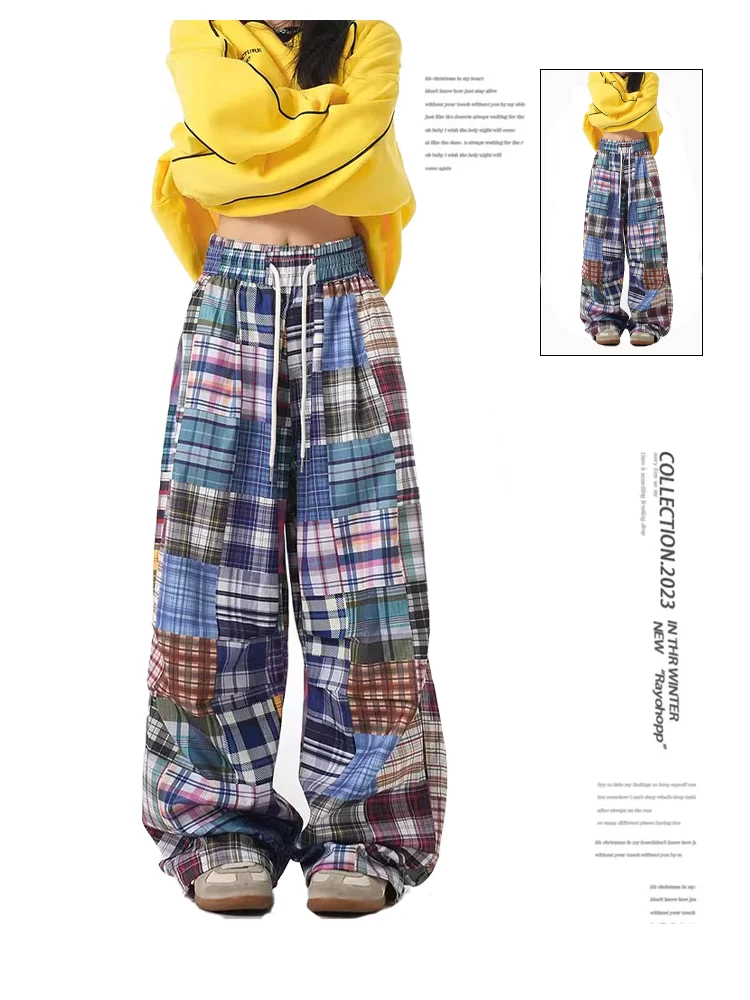 

Women's Plaid Pants Harajuku Streetwear Y2k Retro Sweatpants 2000s Trashy 90s Aesthetic Vintage Trousers Fashion Casual Clothes