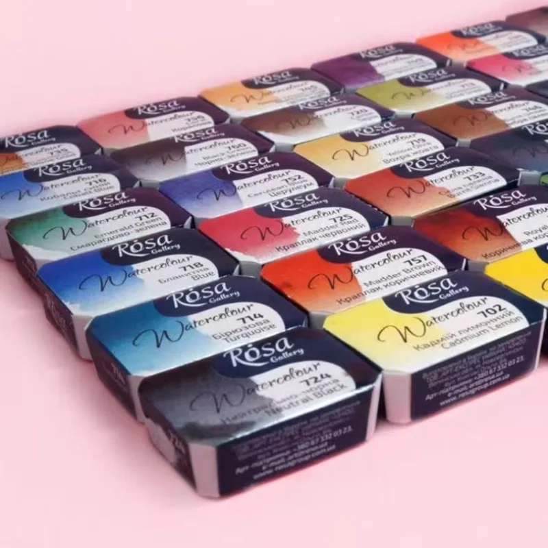 Pintura de Acuarela Sólida de Calidad Artística ROSA, Bloque Completo de 2.5ML, Monocromática, Seleccionable por el Artista, Materiales de Arte para Estudiantes y Artistas