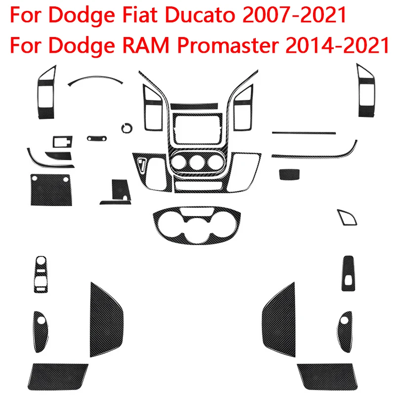 Pegatinas negras de fibra de carbono para Dodge Fiat Ducato 2007-2021, accesorios de diseño Interior de coche para Dodge RAM Promaster 2014-2021