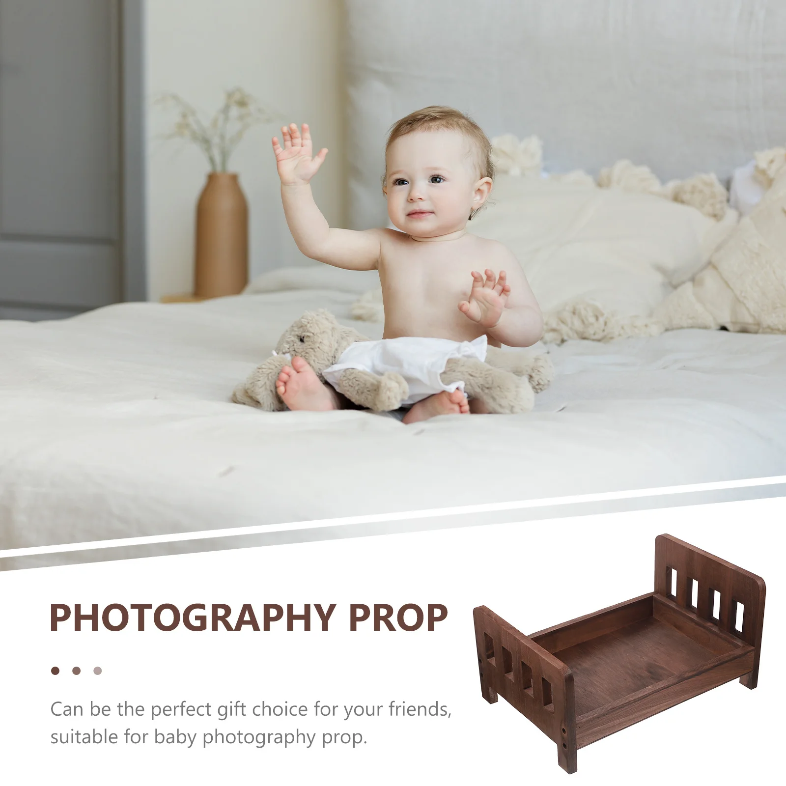 新生児の写真小道具用の丈夫なミニ木製ベッド 赤ちゃんの写真撮影用装飾的なヴィンテージルック 細かい仕上がり コンパクトサイズ