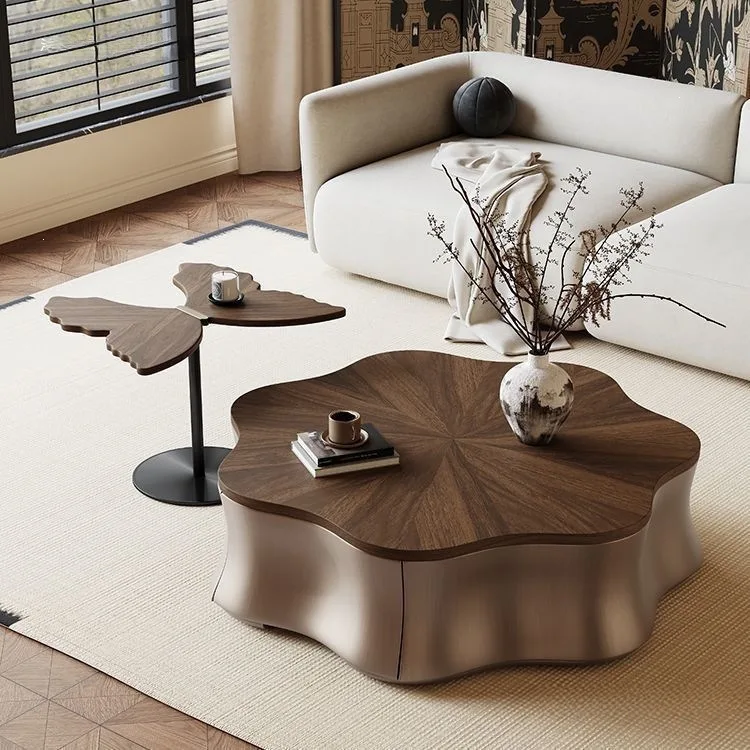 Italian minimalism, special-shaped petal butterfly coffee table, living room for home use, medieval style, modern simplicity