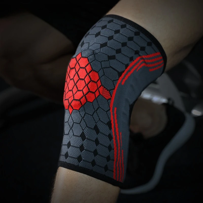 وسادات ركبة رياضية جديدة محبوكة ثلاثية الأبعاد من السيليكون تدعم النايلون قابلة للتنفس للجري وركوب الدراجات والمشي لمسافات طويلة #4