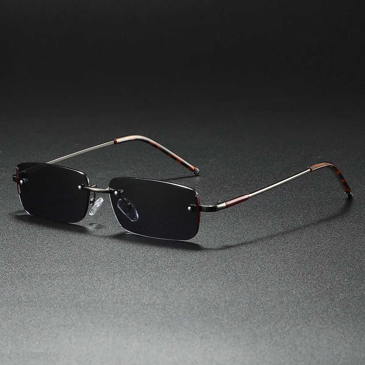 2025, modische kleine Sonnenbrille für Herren, Retro-rechteckige Sonnenbrille, randlos, Markendesigner – Detail 6