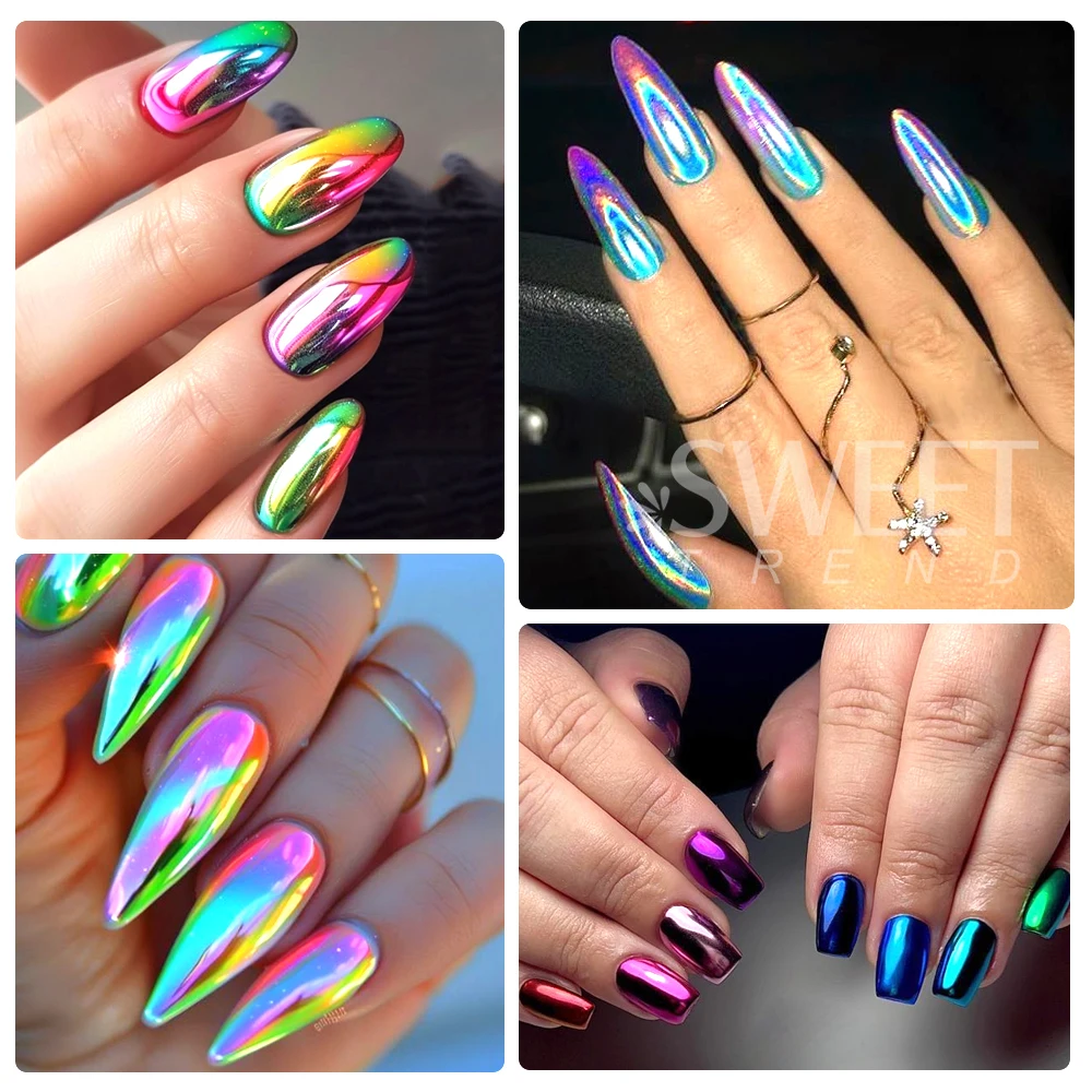 24/26/45 لون كروم مساحيق الأظافر الذهب الفضة لامع مرآة تأثير المجسم مسمار بريق المواد لمستلزمات مانيكير #5