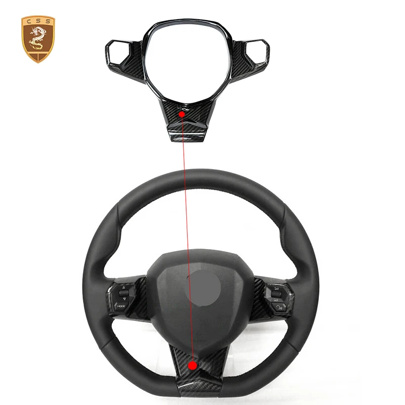 Dry Carbon Fiber Car Steering Wheel Panel Decoration Cover Trim Moulding Sticker For Aventador LP700 LP720 LP750 OEM Style