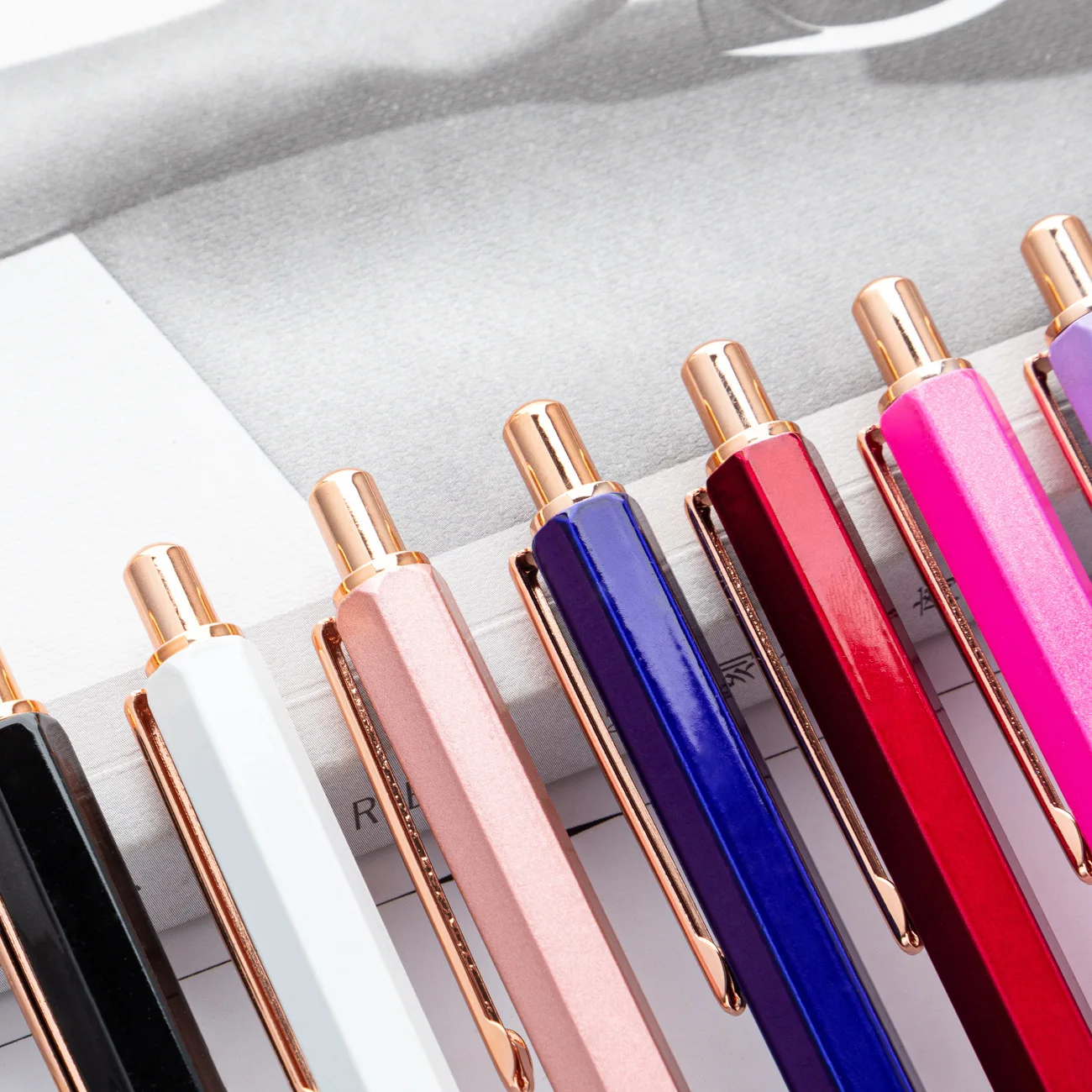 1 Piece Lytwtw's Creative Ballpoint Hexagon Metal press Pen Stationery School Office Supply image 4