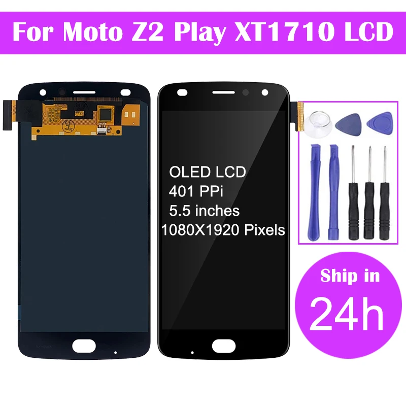 Para Moto Z2 Play pantalla LCD con pantalla táctil montaje pantalla para Moto Z2 Play reemplazo de pantalla negro blanco