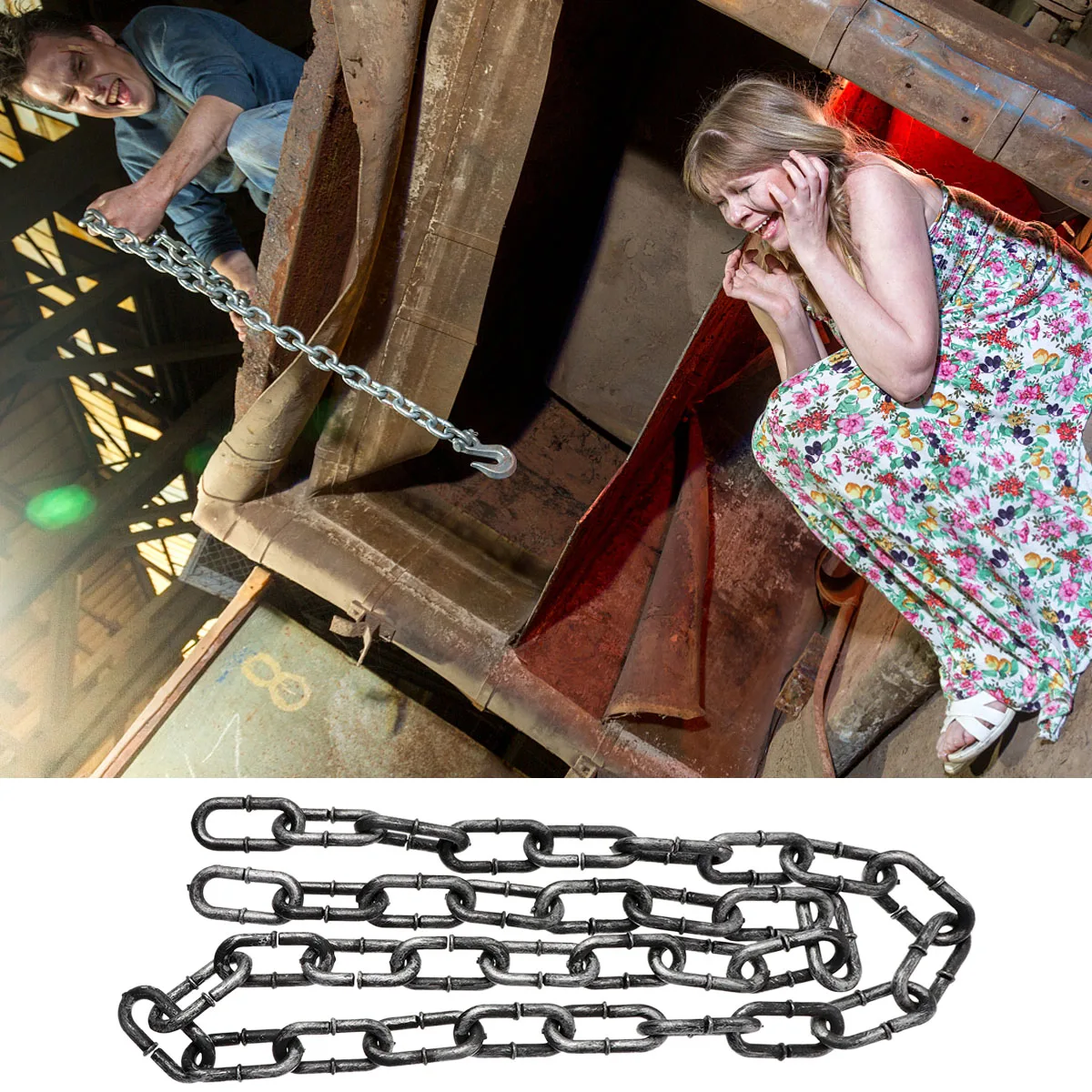 

Simulated Rusty Iron Chain 1M Golden Plastic Lightweight Compact Halloween Prop Decorative FetterHaunted Scene Layout Party