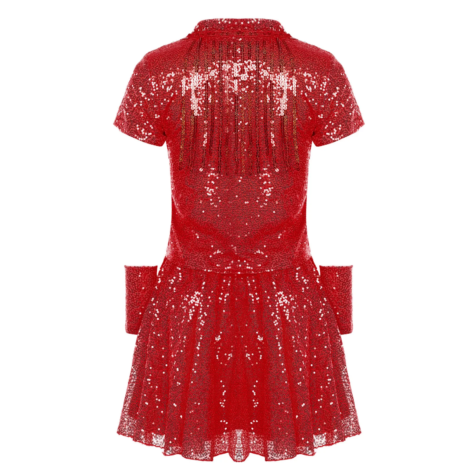 Tenues de pom-pom girl de carnaval pour femmes, T-shirt à manches courtes + gants + Mini jupe plissée, ensemble Jazz Disco, vêtements de danse contemporaine