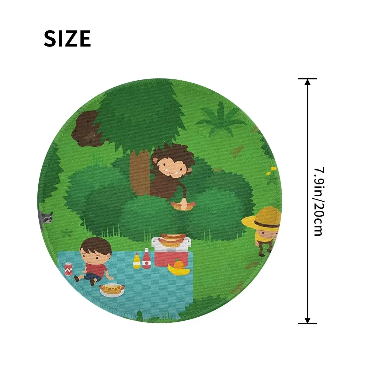 Sneaky Sasquatch Picnic Round Mouse Pad Computer Keyboard Mouse Mat Gamer Laptop Desk Mat Office Accessories Table Mats