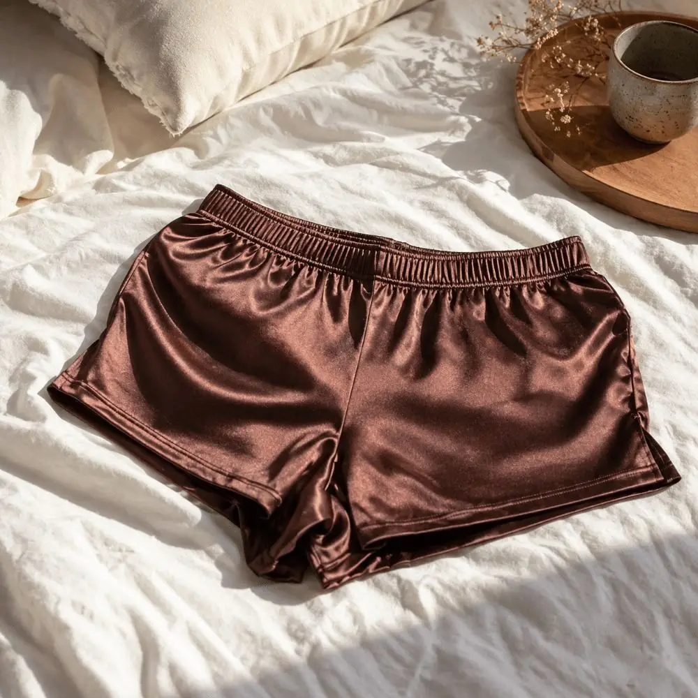 Solid Color Ice Silk Satin Boxer Shorts Casual Style Underpants Male Panties Loose Men's Underwear Sleeping - view 3