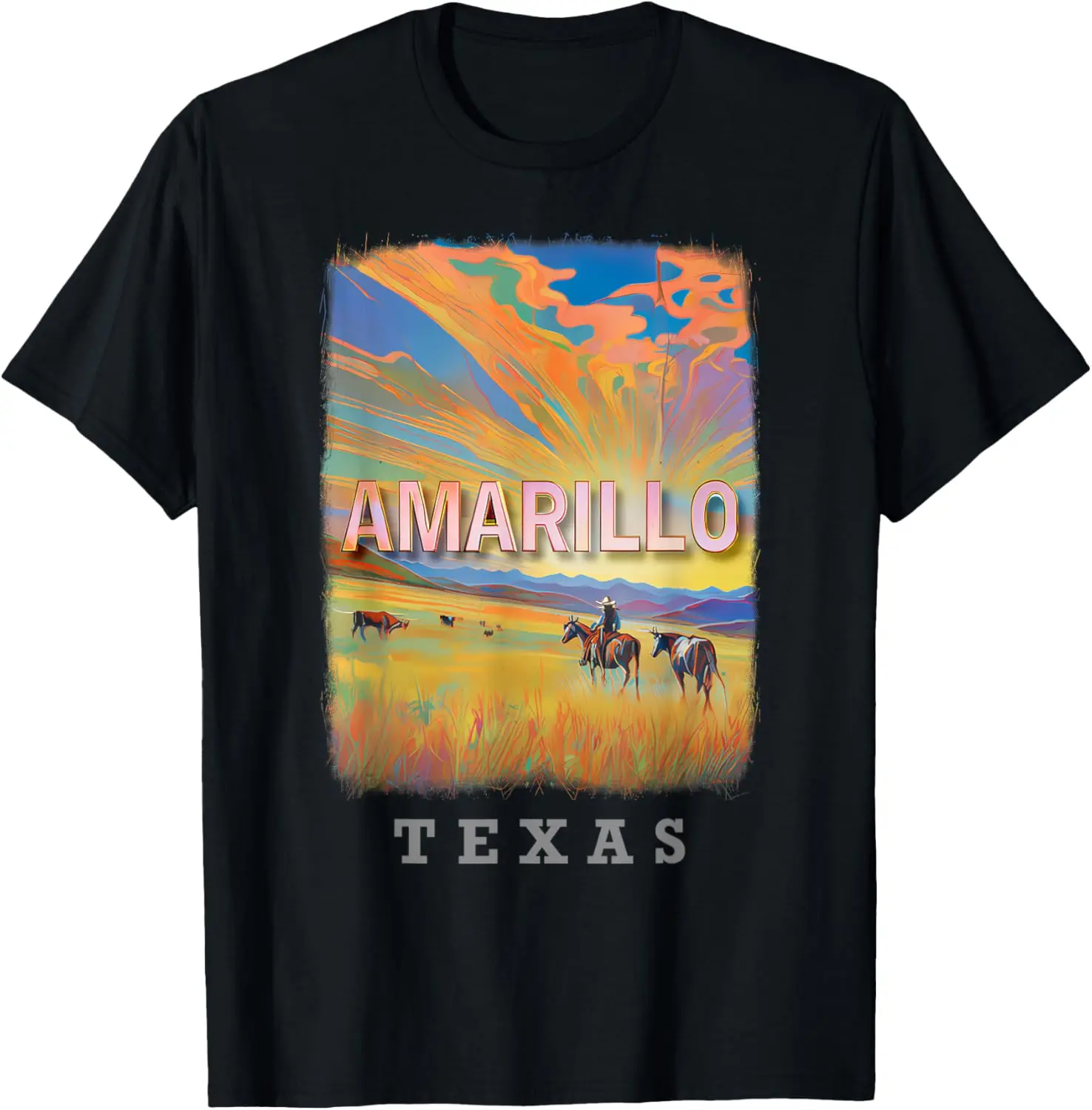 Amarillo Texas TX Cowboy Charm SD292 T-Shirt