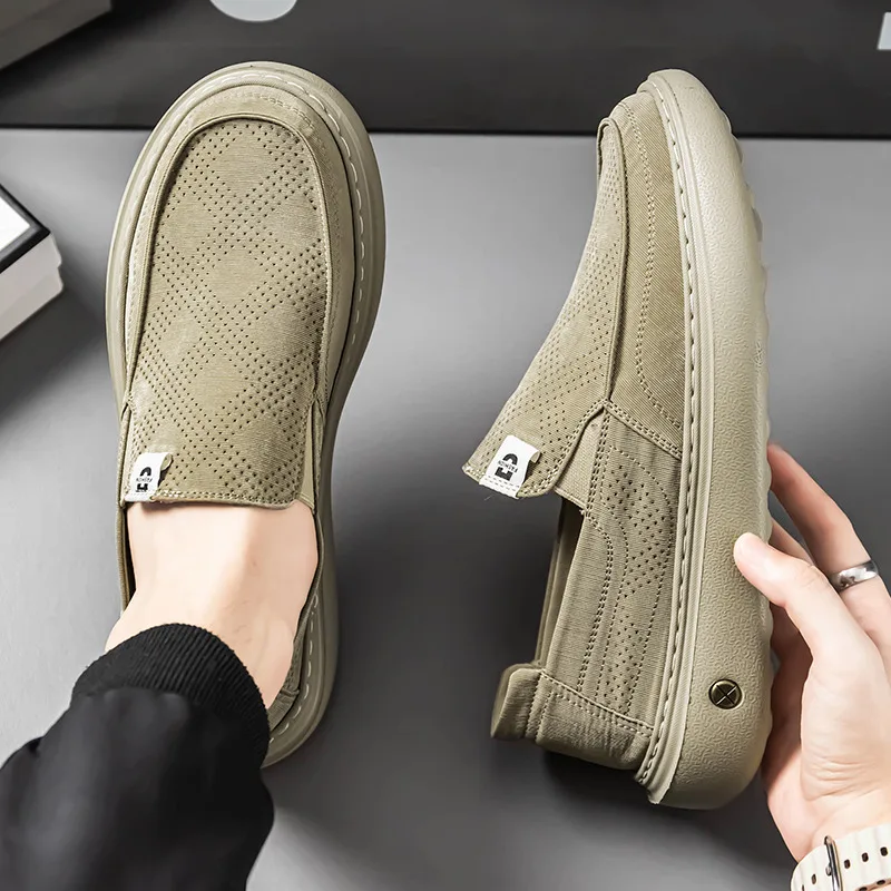 Summer Casual Shoes For Men Breathable Round Toe Slip-on Shoes Man Comfortable Platform Men's Driving Shoes zapatos para hombre