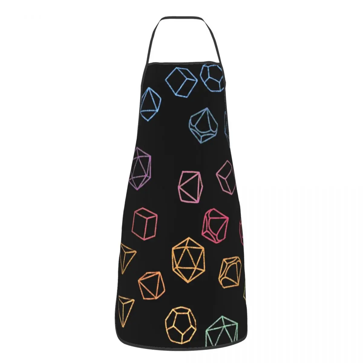 Dnd Dice Rainbow On Black Pattern Apron Chef Cooking Baking Tablier Sleeveless Bib Kitchen Cleaning Pinafore for Women Men