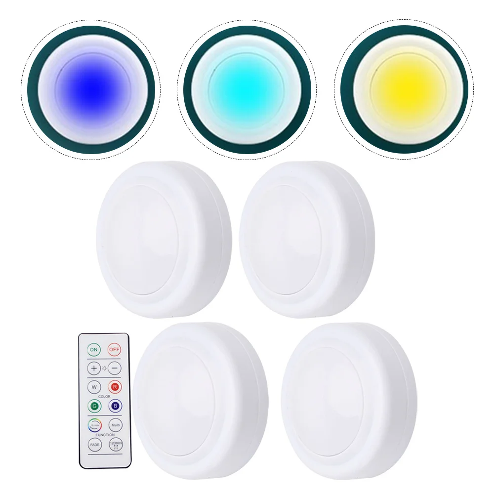 4 قطع من أضواء عفريت LED متغيرة الألوان تعمل لاسلكيًا تحت أضواء الخزانة تعمل على ضوء صغير يعمل باللمس للمطبخ #1