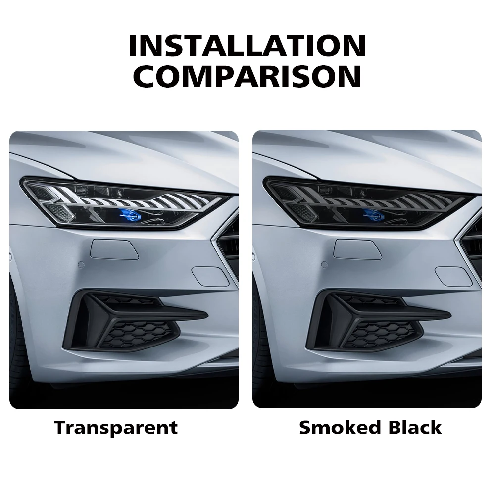 For Audi A5/S5 B9 A6/S6 A7/S7 C8 A8/S8 D5 Car Headlight TPU PPF Protective Film Pre Cut Smoke Black Vinyl Wrap Anti-Scratch Film - view 4