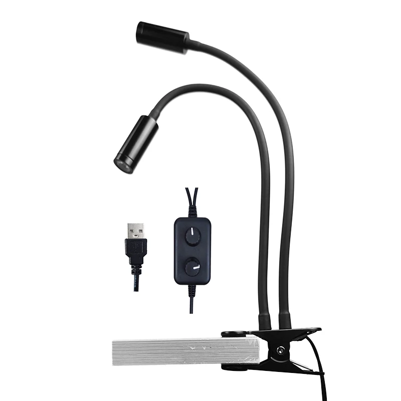 Clamp USB Dual Gooseneck Adjustable LED Spot Light Illuminator Lamp Spotlight Flexible Stereo Microscope HDMI Digital Camera