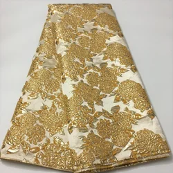 Gold Brocade Lace Fabric with new material African Jacquard Lace Fabric High Quality Nigerian French Tulle Fabric LJK21128