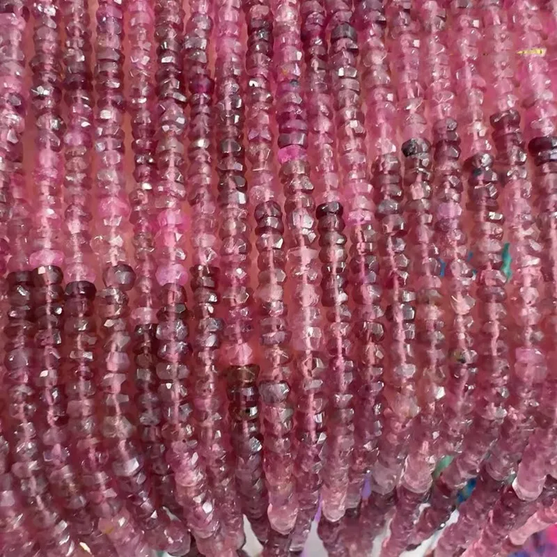 pink Tourmaline gradient pink roundelle faceted 2*3mm nature  for making jewelry necklace 38cm FPPJ wholesale loose beads