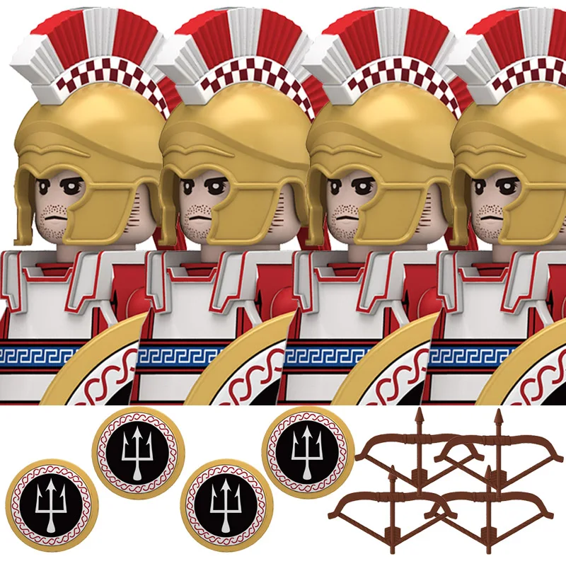 Militärische Bausteine: Griechische Serie Schwerer Infanterie-Soldatenfiguren – Athene, Korinth, Spartanische Hopliten, Legionstruppen-Spielzeug