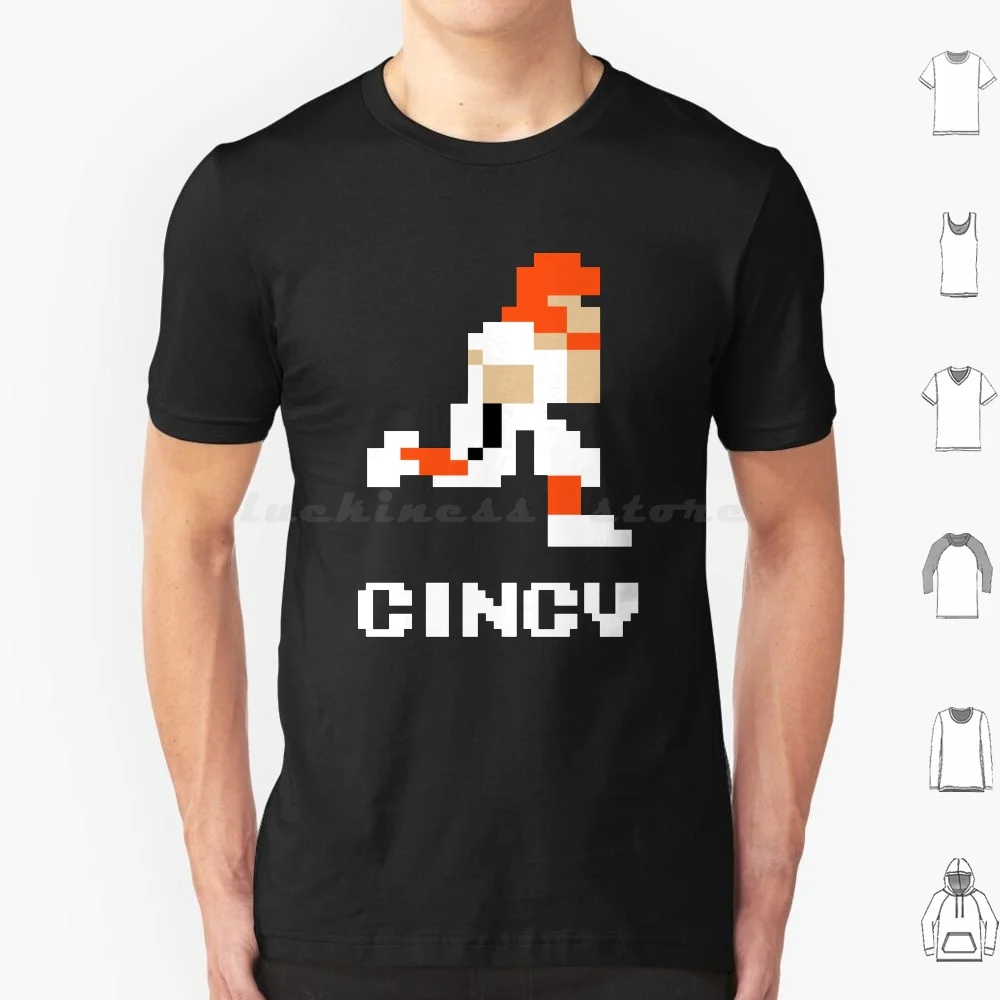 8 Bit Cincy Football 1 T Shirt Big Size 100% Cotton Cincy Bengals Cincinnati Ohio Who Dey Who Dey Bengals Aj Green Andy Dalton