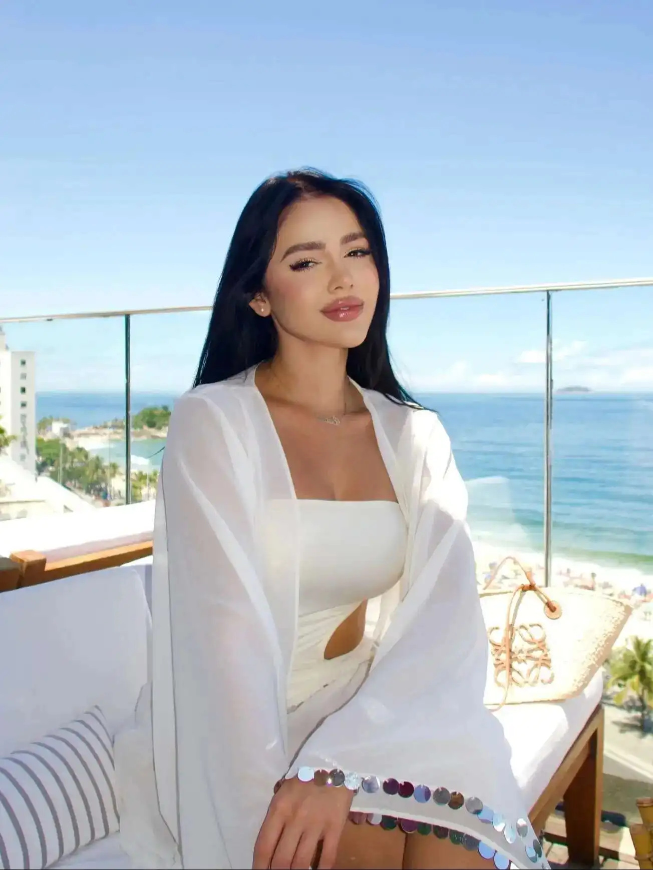 Neue Damen Zweiteiler Einteiler mit langen Ärmeln Pailletten Cover Up Cut Out Bademode Sommer Badeanzug