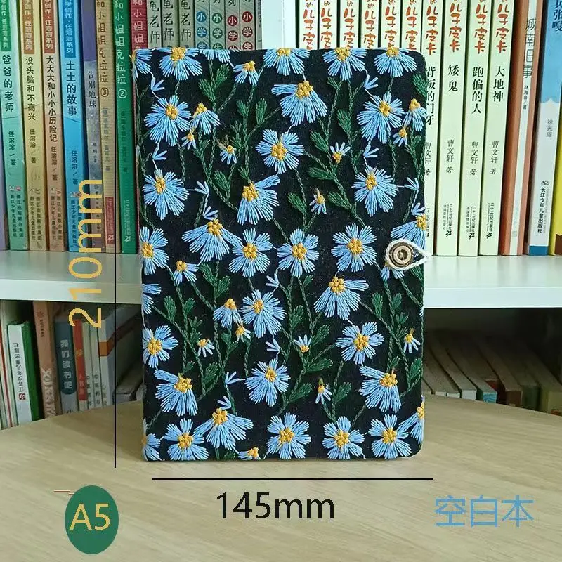 Original Fabric Embroidery Notebook Simple Portable Notebook A5A6 Handmade Thickened Eye Protection Student Work Record Handbook