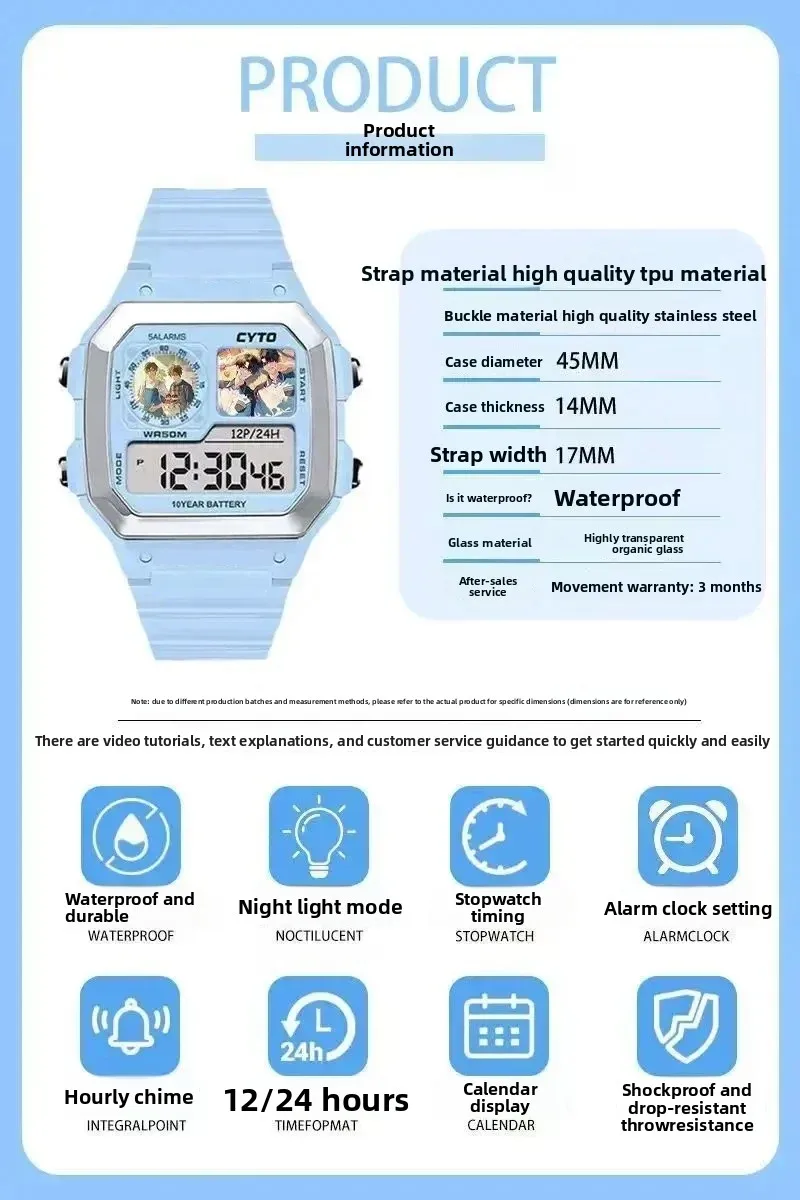 Niedliche Psyduck Cartoon-Armbanduhr Pokémon Elektronische Uhr mit Wecker & Timer Lustiges Urlaubsgeschenk – Detail 3