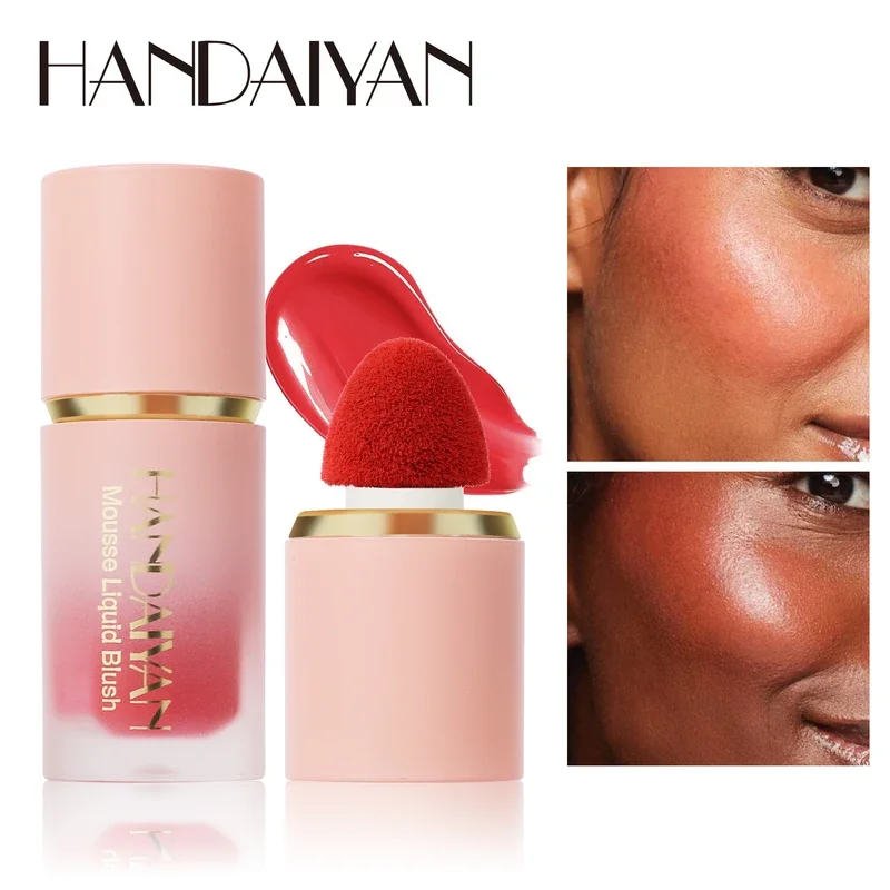 HANDAIYAN 6 cores Matte Liquid BlushEasy para aplicar cabeça de escova de esponja de blush à prova d'água de longa duração