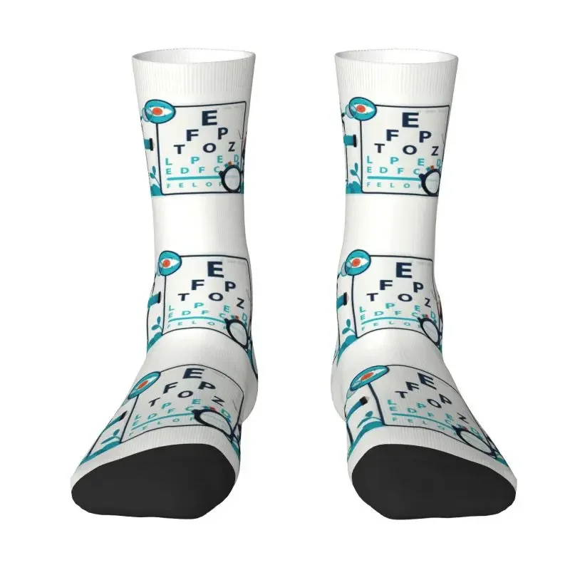 Snellen Chart Eye Exam Mens Crew Socks Unisex Cute Optometrist Optician Spring Summer Autumn Winter Dress Socks