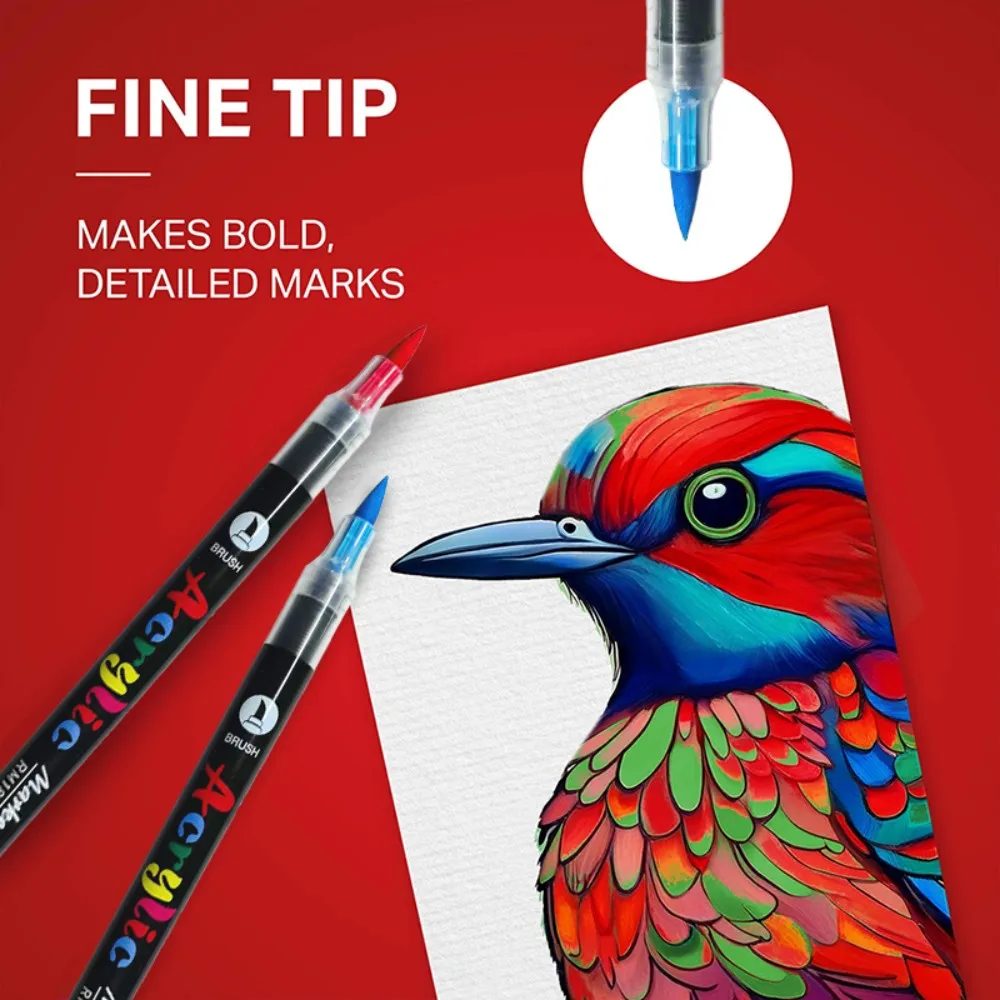 12-60 Farben Acrylfarben-Marker-Set, Farbstifte, weiche Pinselspitze für DIY-Handwerk, Holz, Stoff, Glas, Leinwand, Steinmalerei, Ballon – Detail 4