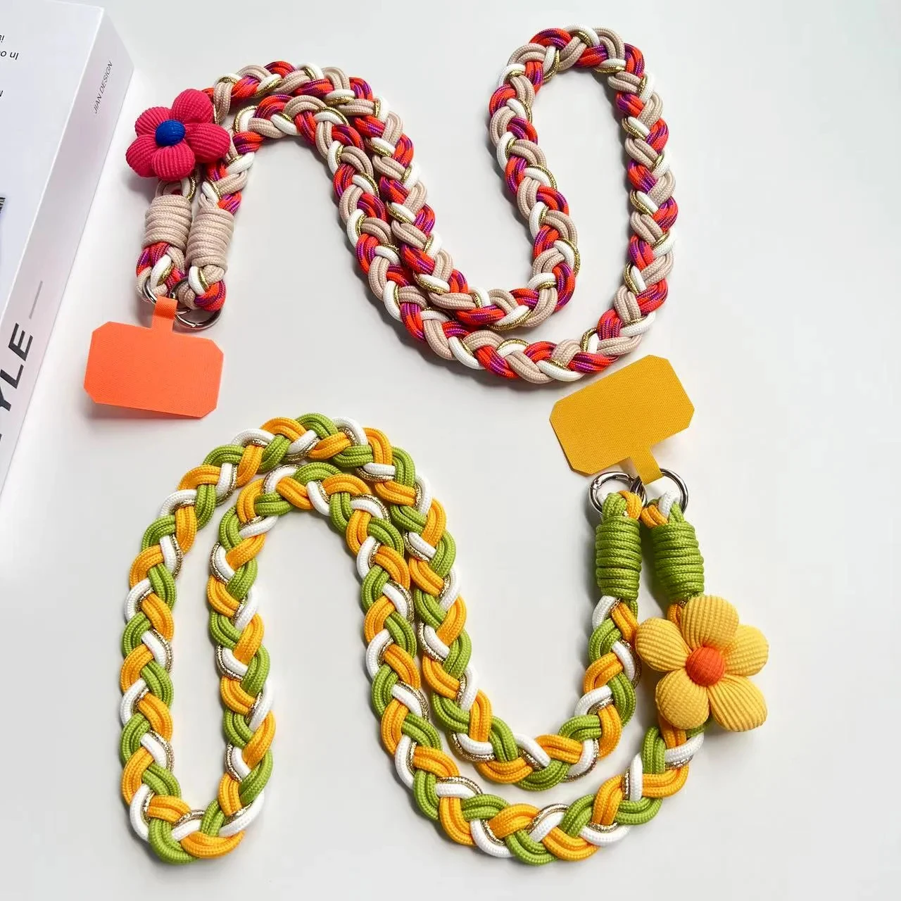 Cordino intrecciato a mano con pasta fritta, cordino fisso, cordino per spalla diagonale a contrasto di colore, cordino per telefono cellulare, cordino durevole