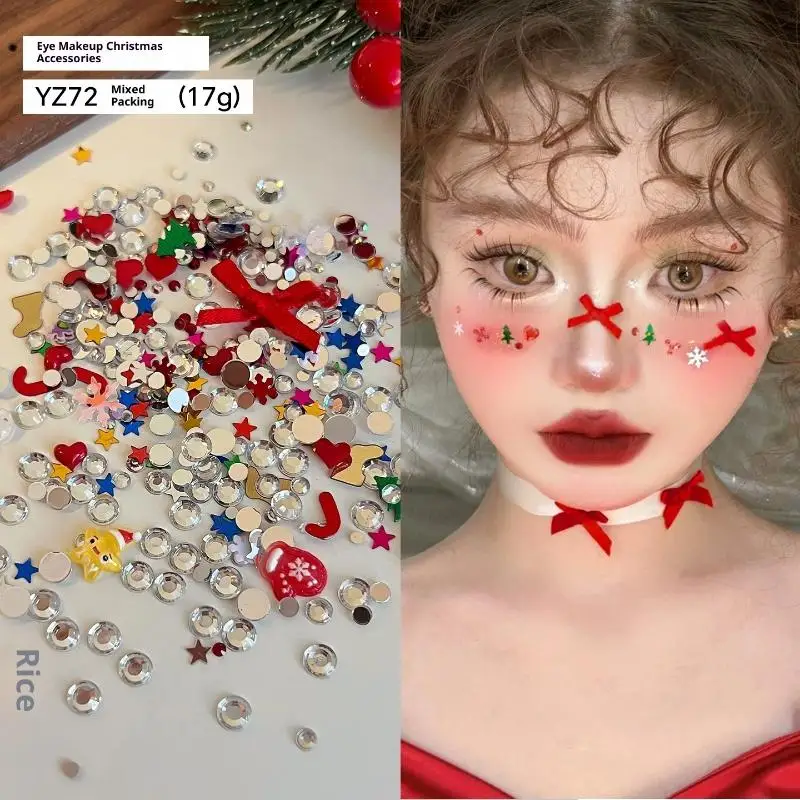 {MX} 1箱 カートゥーンクリスマスシリーズチャーム サンタクロース リボン ラインストーン ネイルアート スパンコール DIY アイメイクデコレーション レジンチャーム