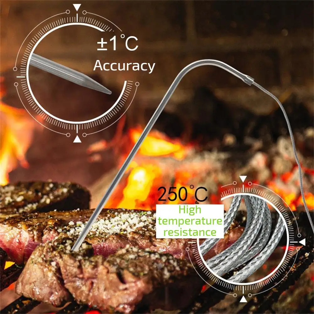 Food Thermometer Easy To Read Grill Thermometer Durable Silver Kitchen Tools Stainless Steel Thermometer Bbq Fork Thermometer