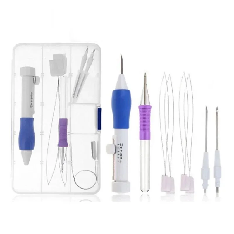 Embroidery Punch Needle Kit For DIY Sewing Stitching Tool Set Magic Embroidery Needle Pen Weaving Tool Knitting Sewing Tools