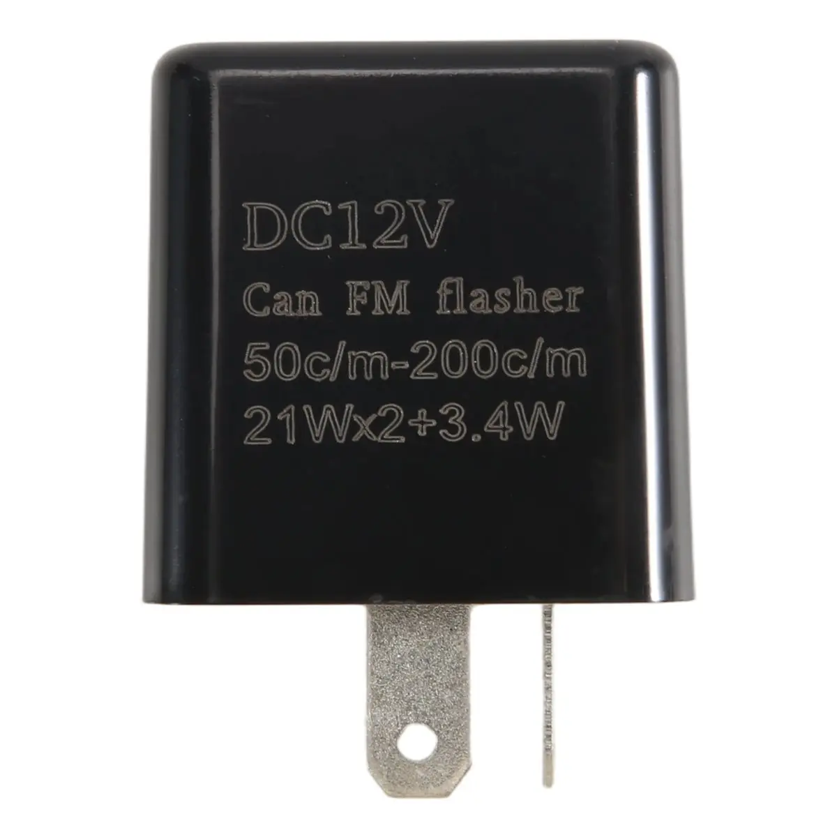 #61O Can FM Flasher,2-Pin LED Relay 12V Adjustable Frequency for Motorcycle Turn Signal (Black)