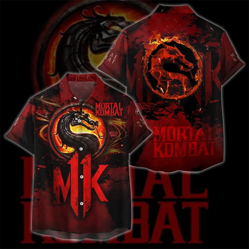 Game Mortal Kombat Grphic Shirts Men Clothing 3D Printed Vacation Shirt Short Sleeve y2k Simplicity tops Fashion Lapel Blouse