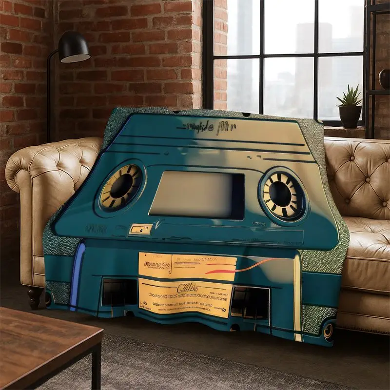 

Music Cassette Tape Retro Recorder CD Flannel Blanket Soft Warm Blanket Throw Blanket for Bedroom Living Room Bed Travel Picnic